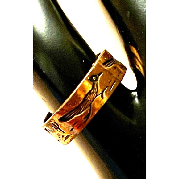 Hand Crafted Copper Ring~Native American Road Runner ~Copper Healing Effect Sz 5 - Picture 1 of 6